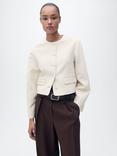 Mango Cris Buttoned Linen Blend Blazer Jacket