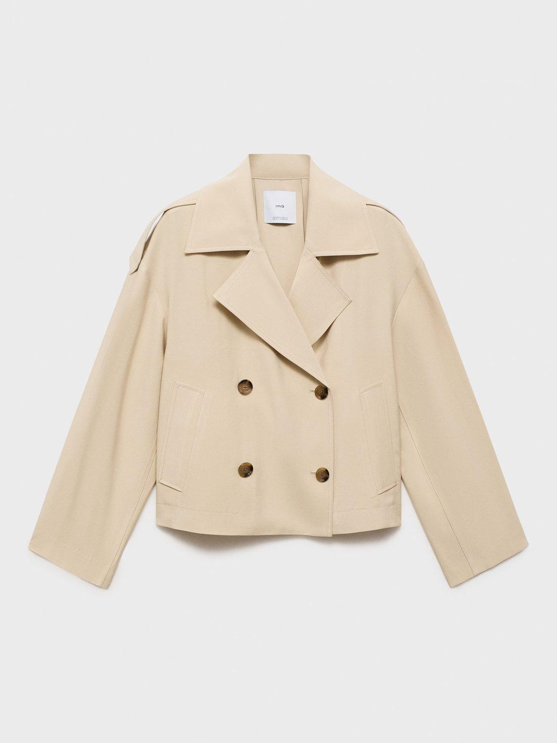 Product image 3 of 7, which shows Mango Dua Double-Breasted Lapelled Jacket, Beige, L