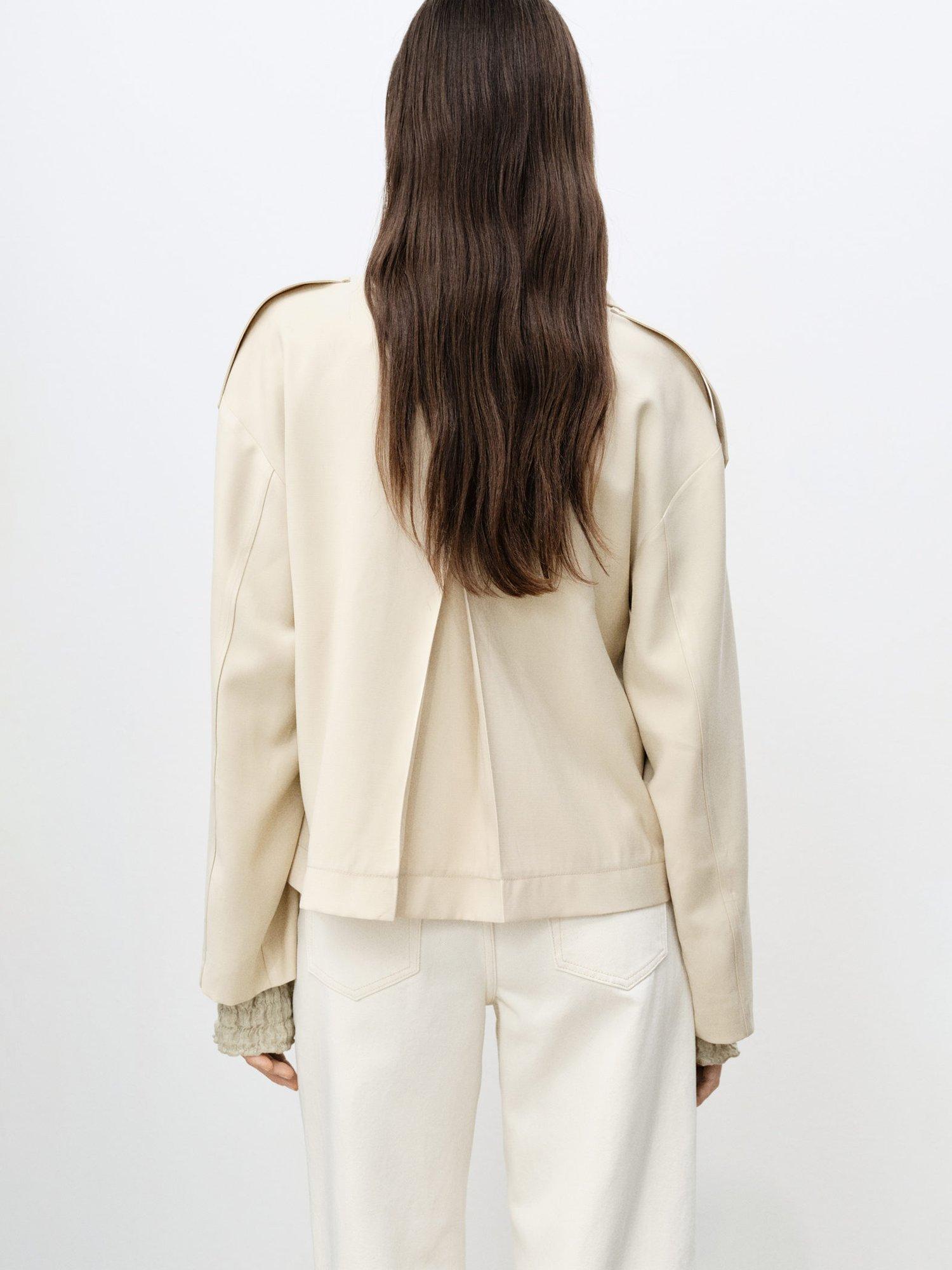 Product image 4 of 7, which shows Mango Dua Double-Breasted Lapelled Jacket, Beige, L