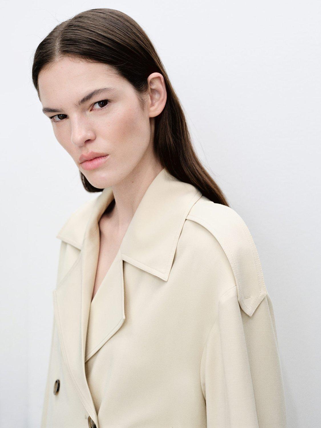Product image 6 of 7, which shows Mango Dua Double-Breasted Lapelled Jacket, Beige, L