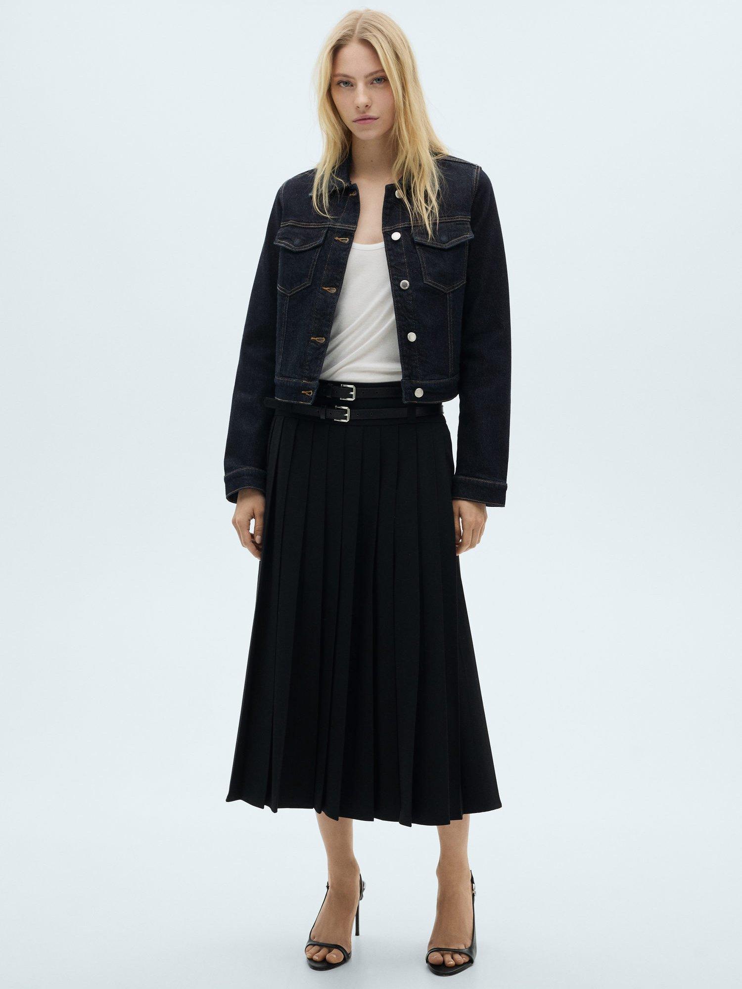 Product image 1 of 8, which shows Mango Vicky Denim Jacket, Open Blue, S