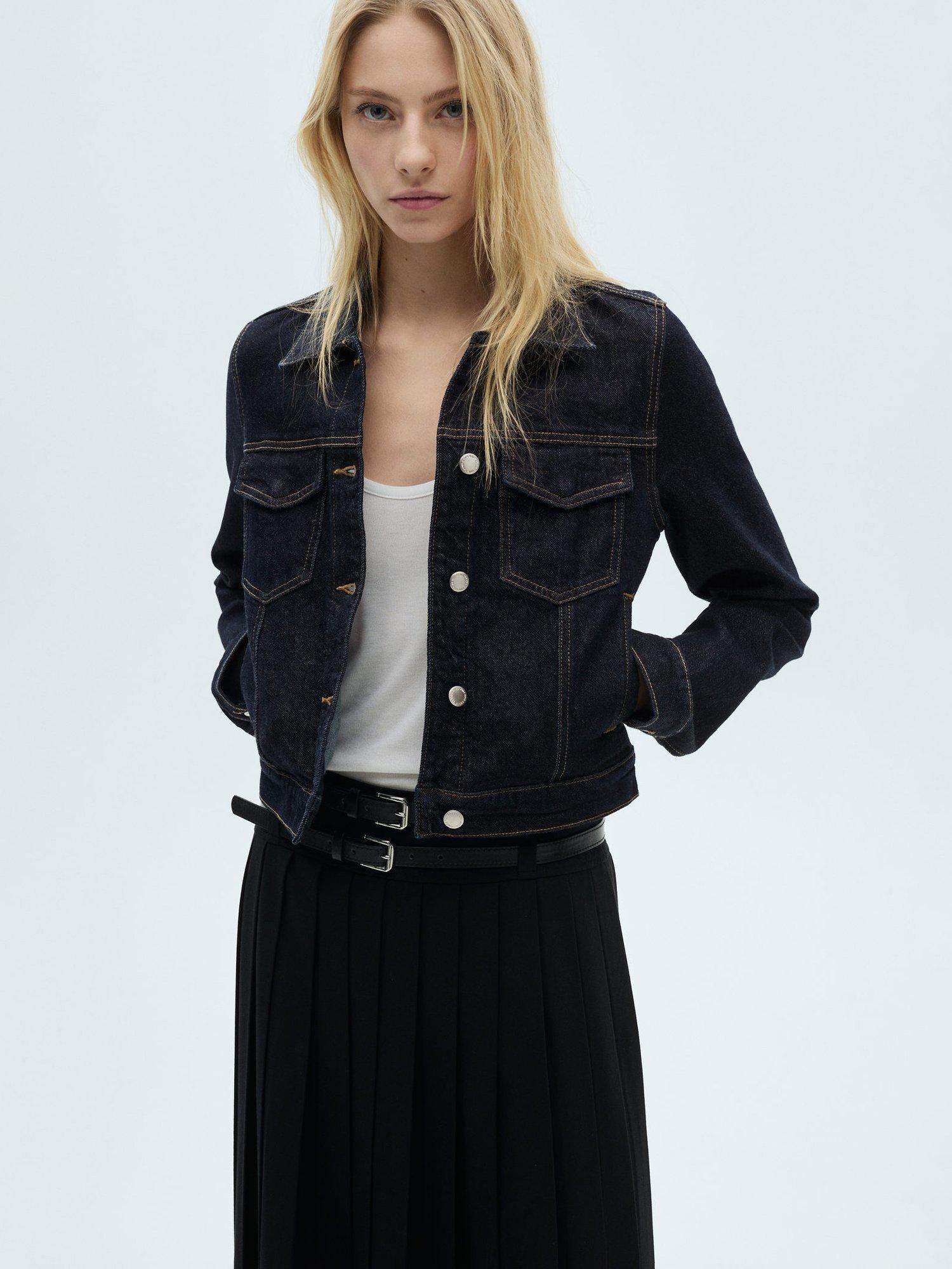Product image 2 of 8, which shows Mango Vicky Denim Jacket, Open Blue, S