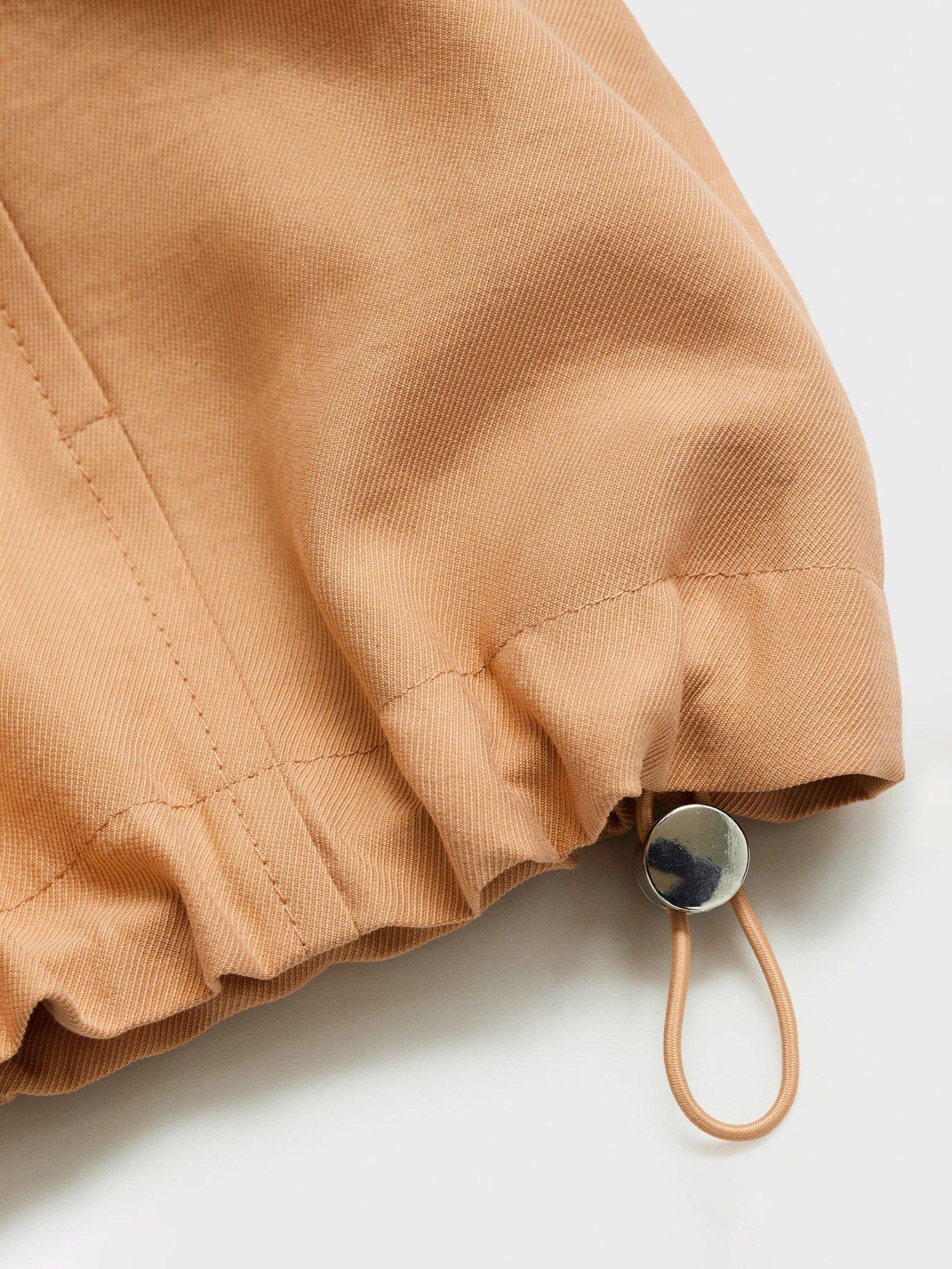 Product image 5 of 8, which shows Mango Madame Gathered Hem Turtleneck Oversized Lyocell Jacket, Pink Brown, L