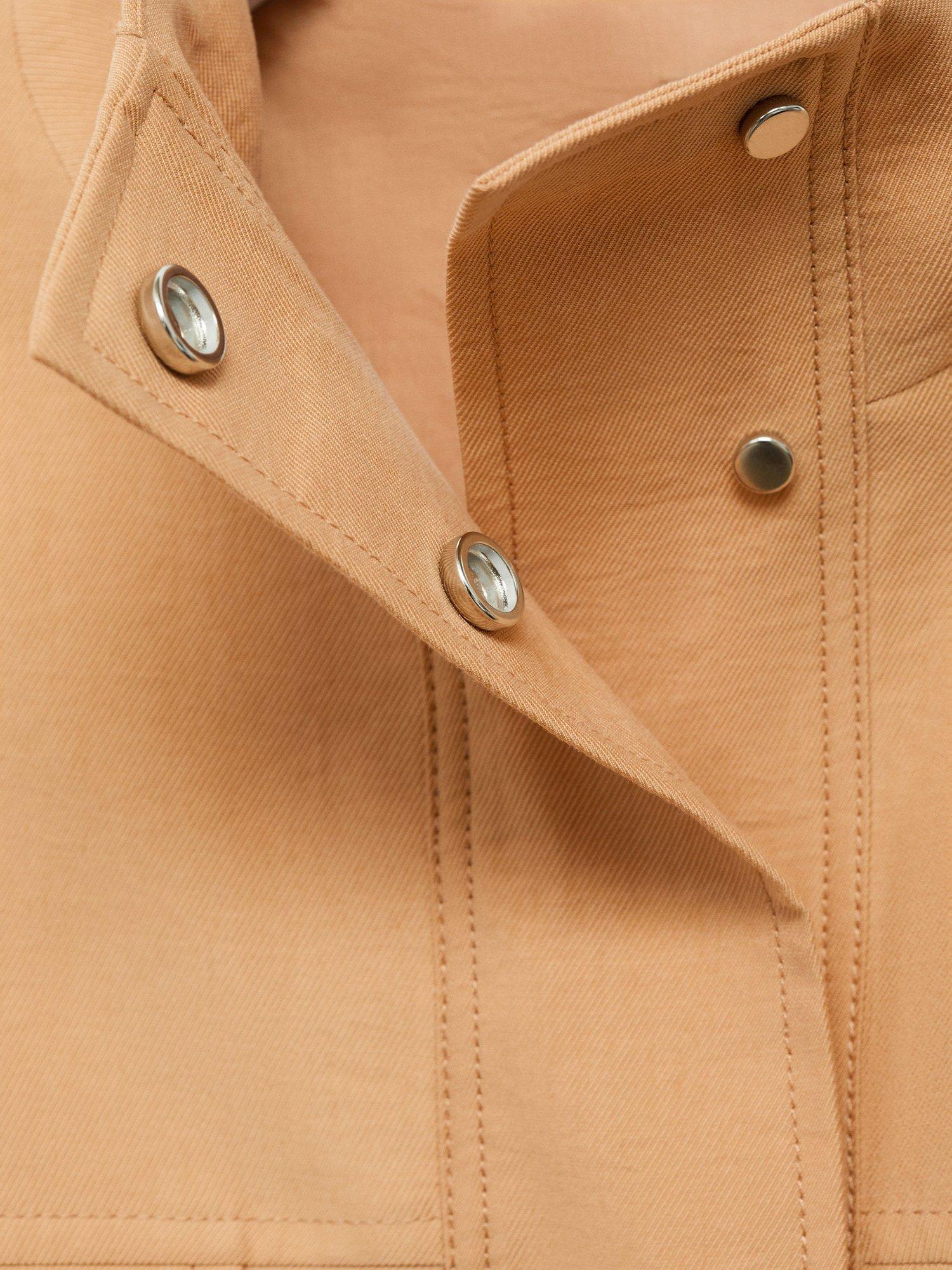Product image 8 of 8, which shows Mango Madame Gathered Hem Turtleneck Oversized Lyocell Jacket, Pink Brown, L