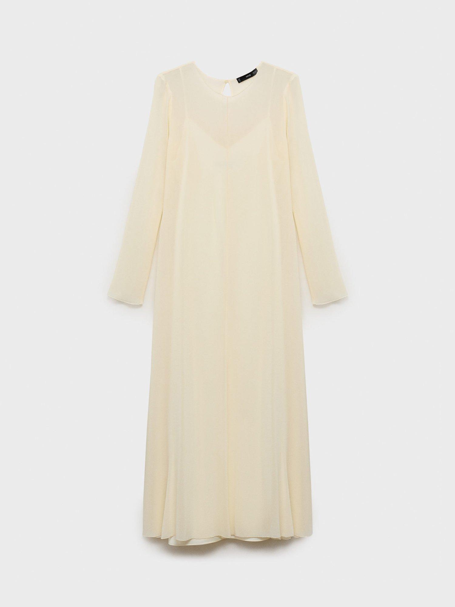 Product image 3 of 8, which shows Mango Claire Semi Sheer Maxi Dress, Light Beige, 10