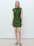 Mango Carlota Drape Mini Dress, Green
