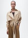 Mango Sahara Belted Pure Linen Jacket, Sand