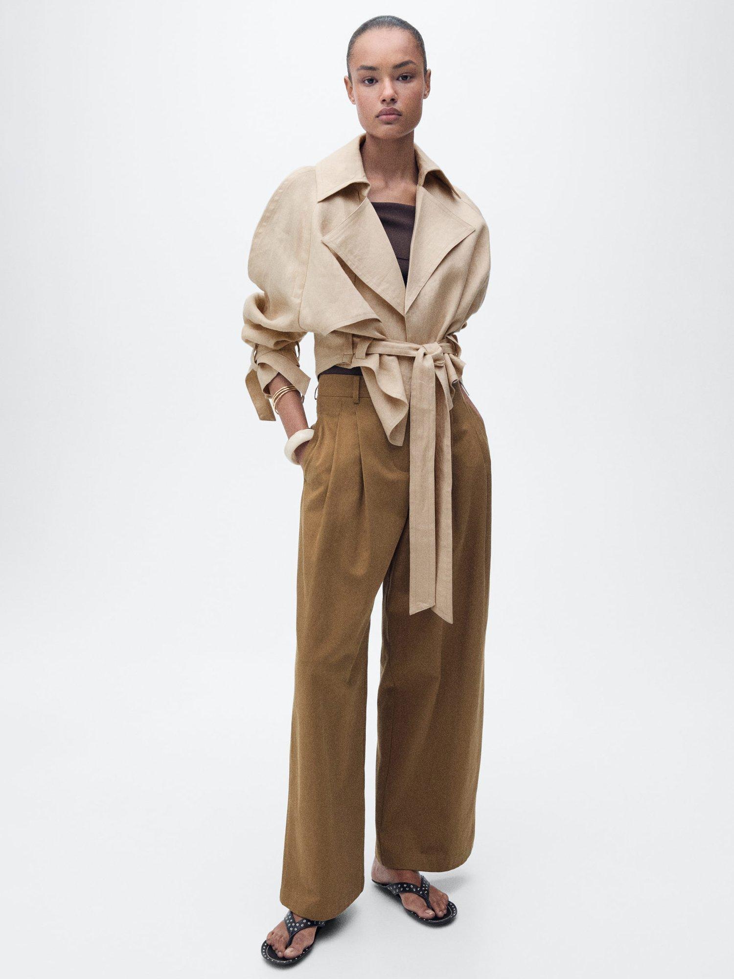 Product image 2 of 7, which shows Mango Sahara Belted Pure Linen Jacket, Sand, L