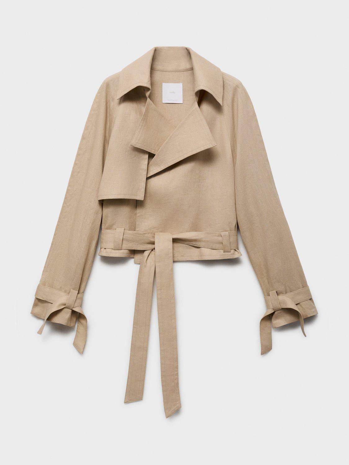 Product image 3 of 7, which shows Mango Sahara Belted Pure Linen Jacket, Sand, L