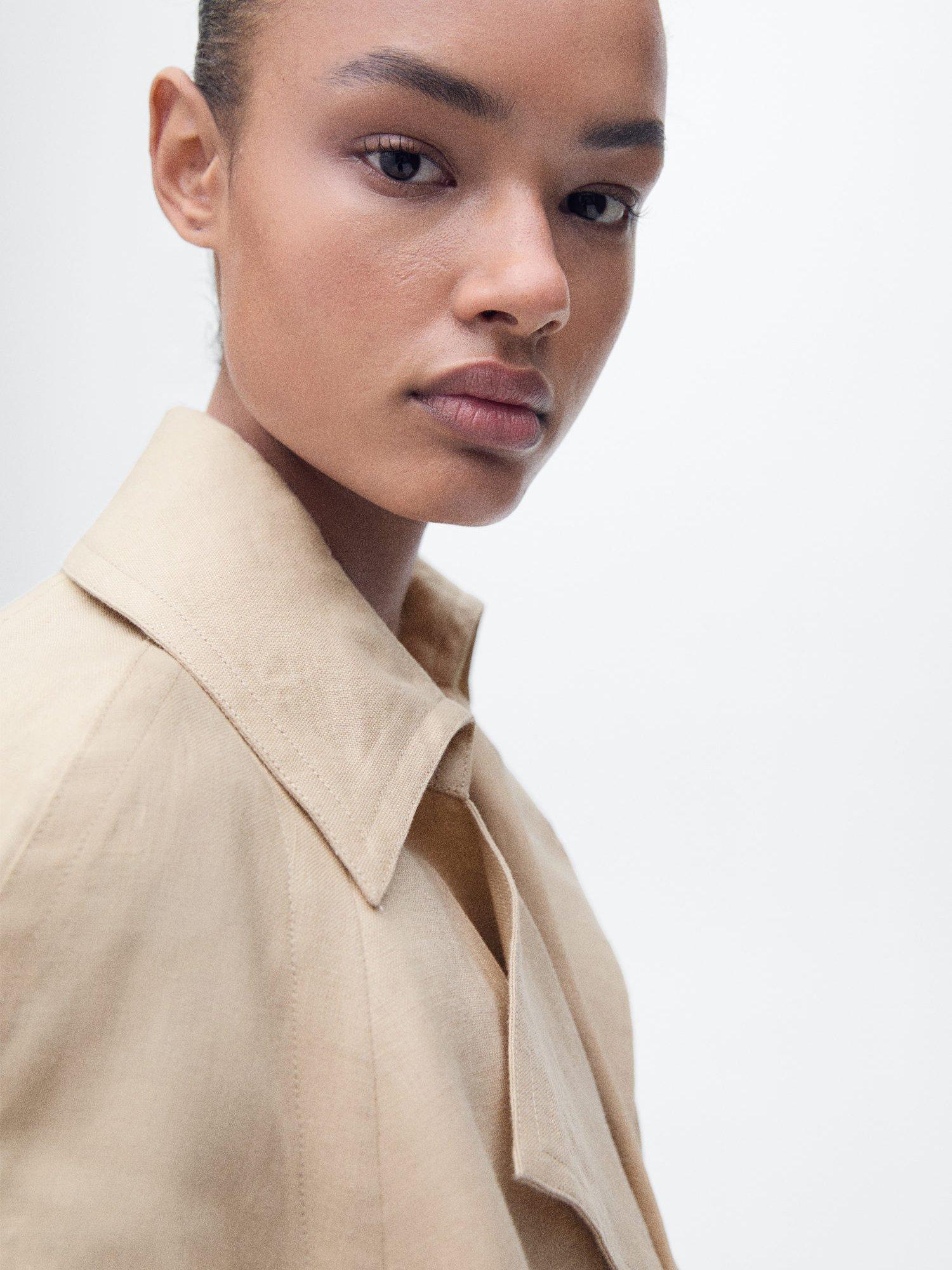 Product image 6 of 7, which shows Mango Sahara Belted Pure Linen Jacket, Sand, L