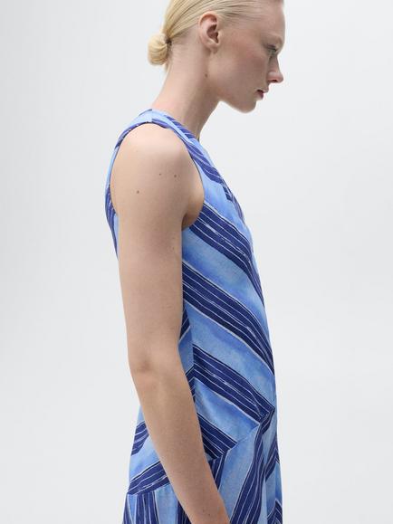 Mango Celeste Chevron Stripe Sleeveless Dress, Medium Blue - view 2, Medium Blue