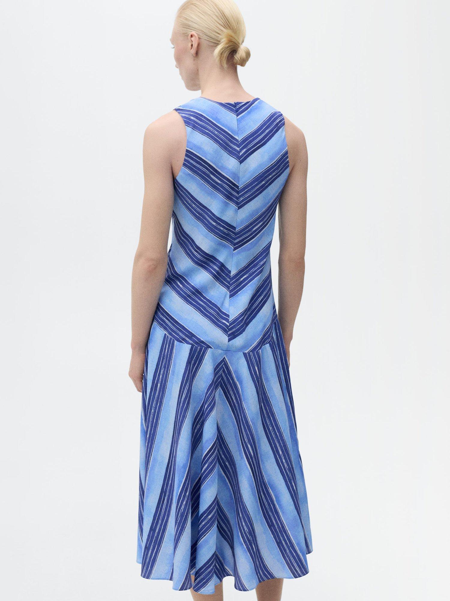 Product image 4 of 5, which shows Mango Celeste Chevron Stripe Sleeveless Dress, Medium Blue, 10