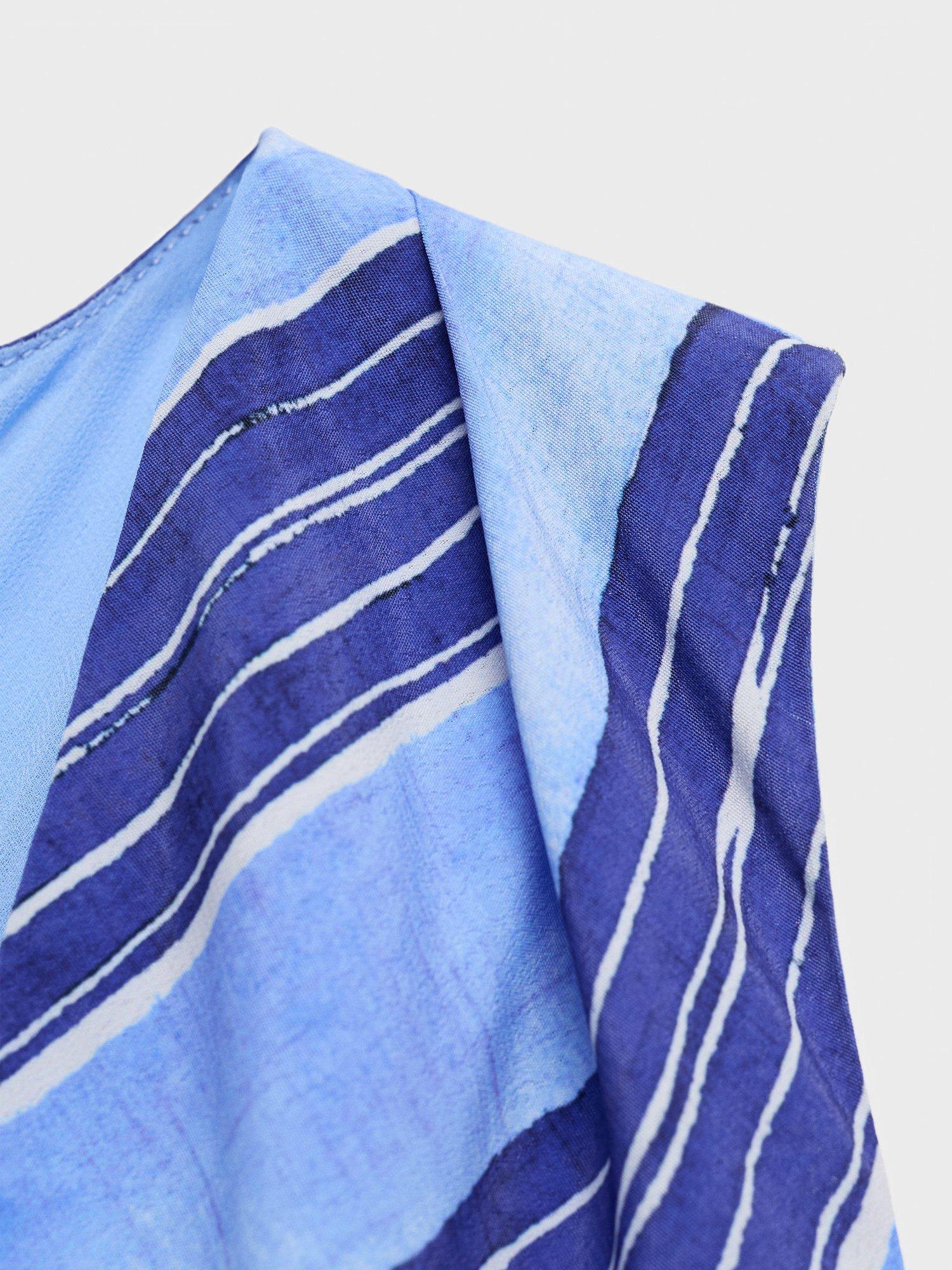 Product image 5 of 5, which shows Mango Celeste Chevron Stripe Sleeveless Dress, Medium Blue, 10