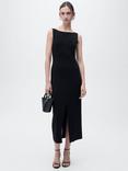 Mango Mushu Boat Neck Midi Dress, Black