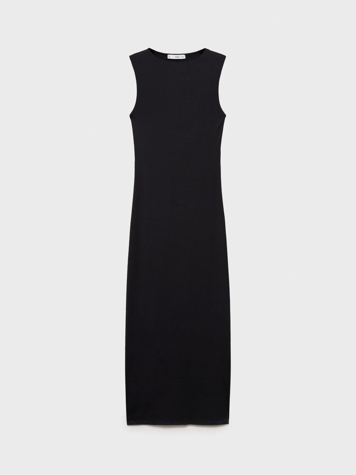 Product image 3 of 7, which shows Mango Luisa Fitted Sleeveless Slit Back Maxi Dress, Black, 10
