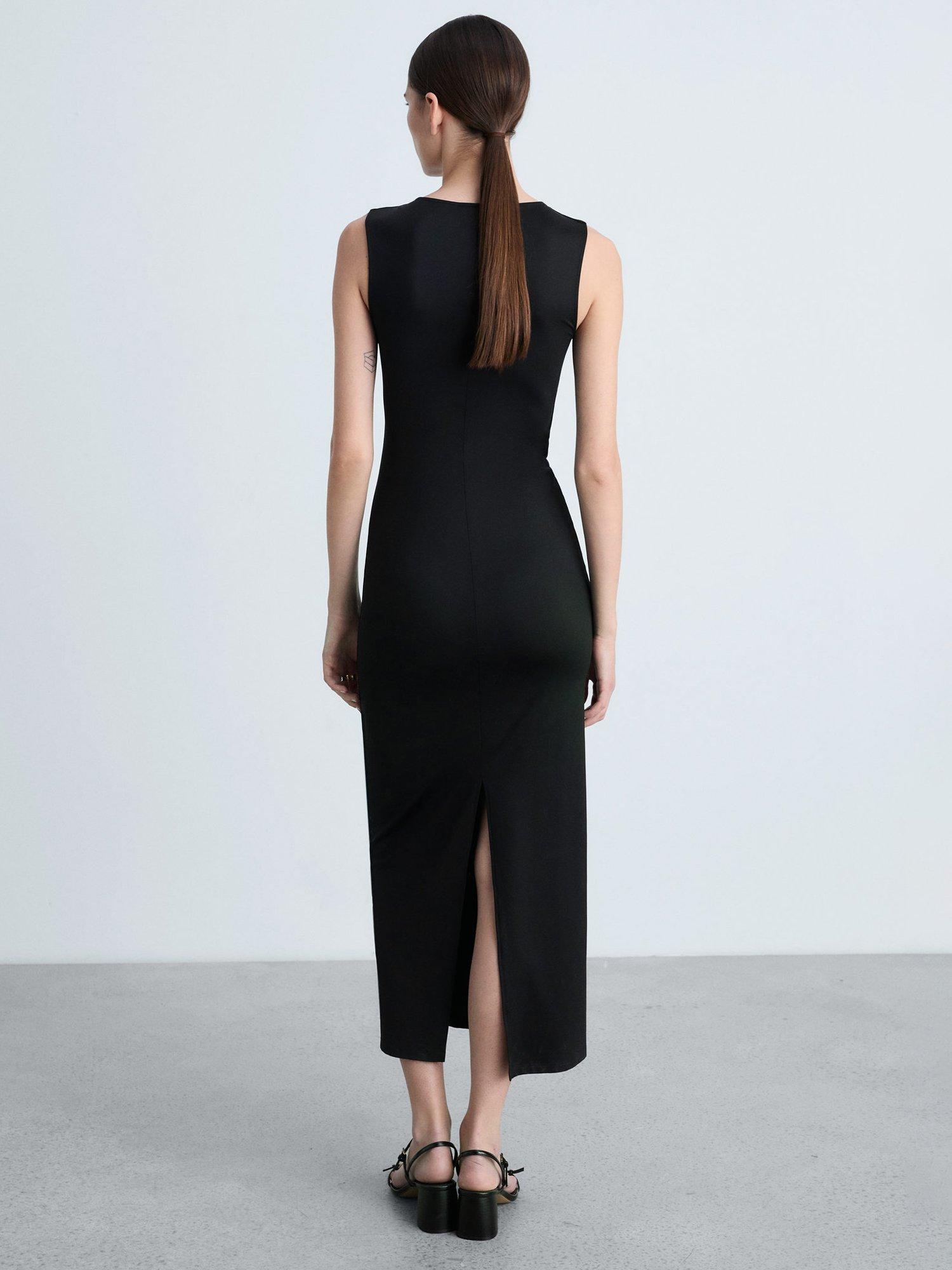 Product image 4 of 7, which shows Mango Luisa Fitted Sleeveless Slit Back Maxi Dress, Black, 10