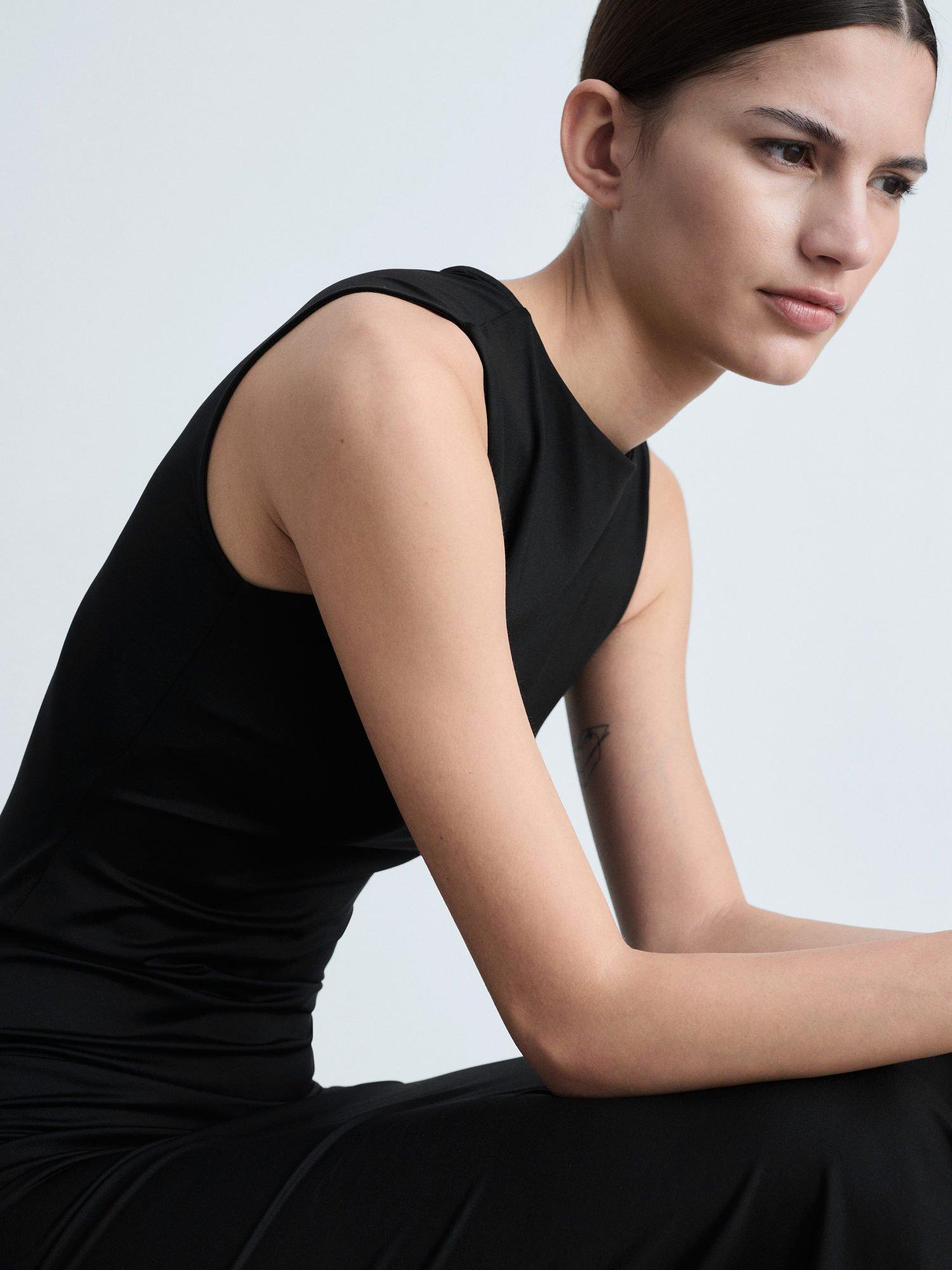 Product image 6 of 7, which shows Mango Luisa Fitted Sleeveless Slit Back Maxi Dress, Black, 10