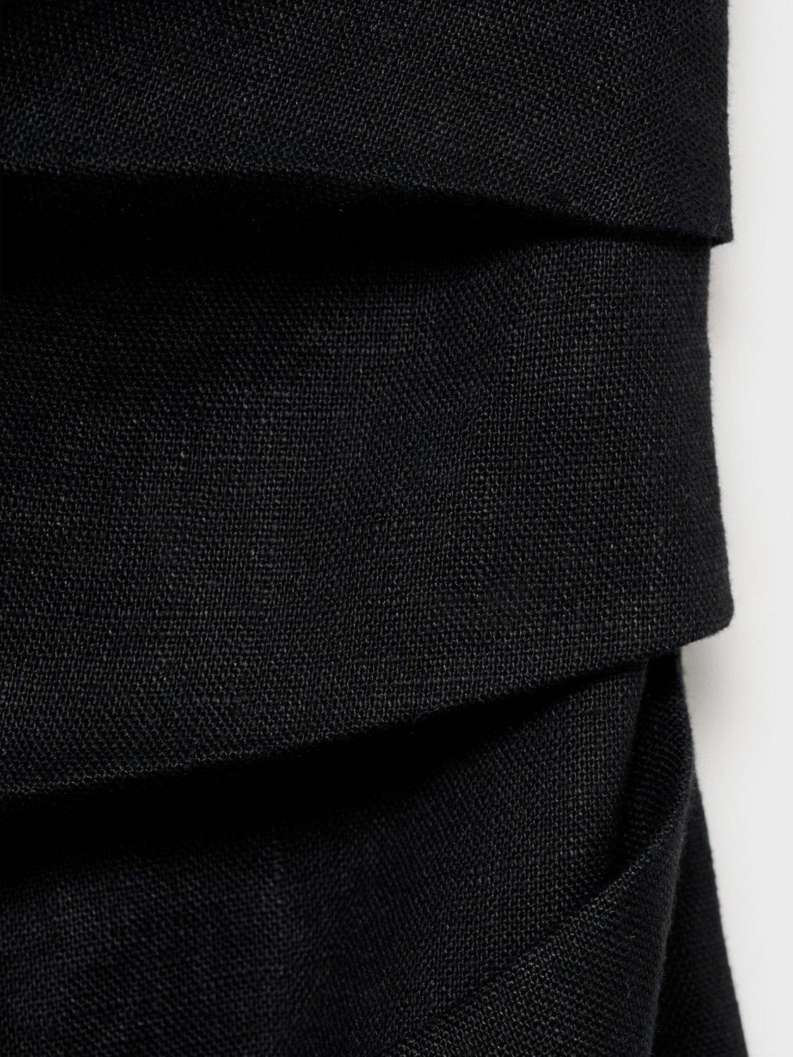 Product image 8 of 8, which shows Mango Rachel Linen One Shoulder Midi Dress, Black, 10