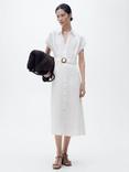 Mango Sara Cotton Button Front Shirt Dress, White
