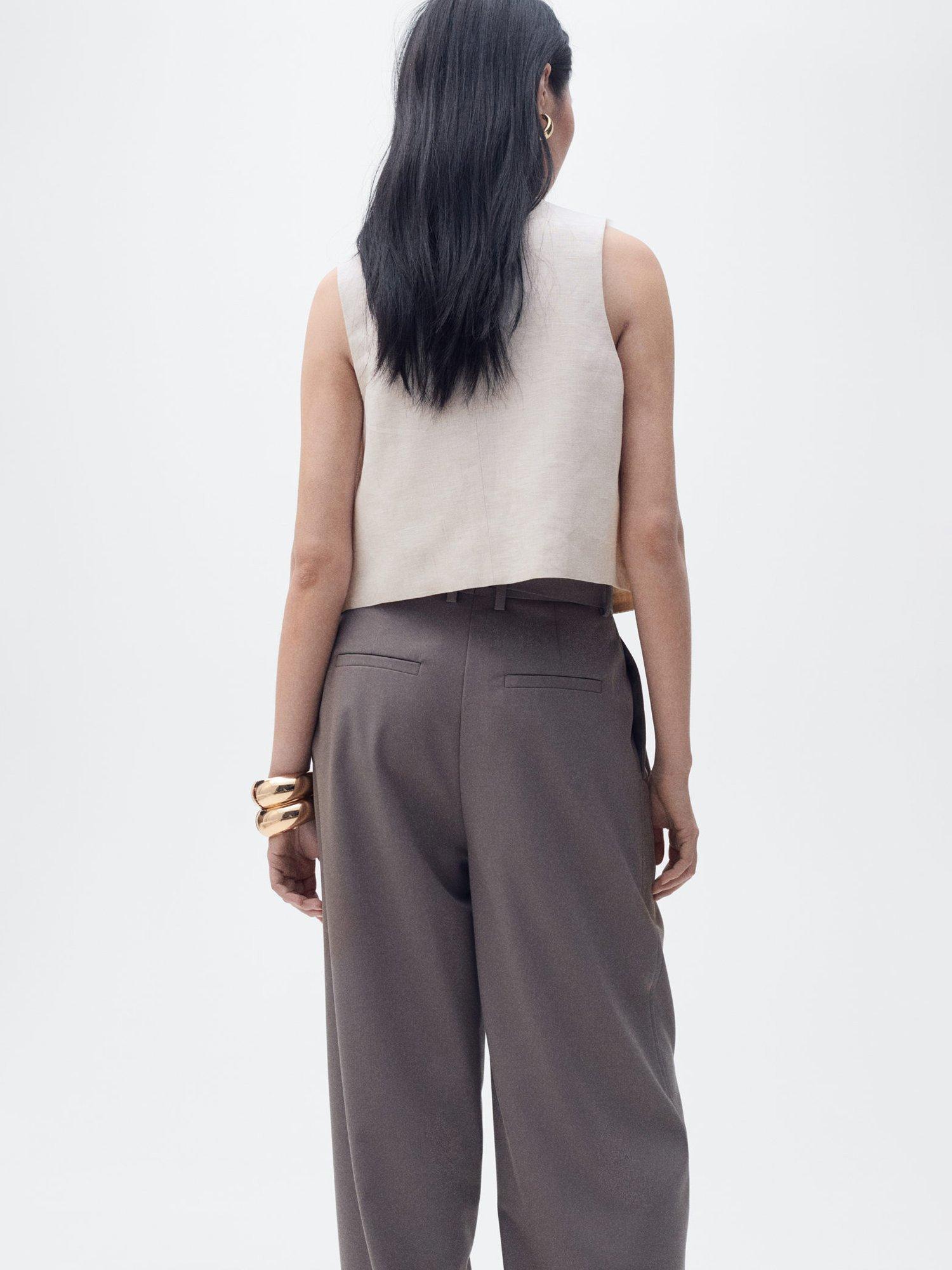Product image 4 of 8, which shows Mango Linen Cotton Blend Broidery Waistcoat, Cream, L