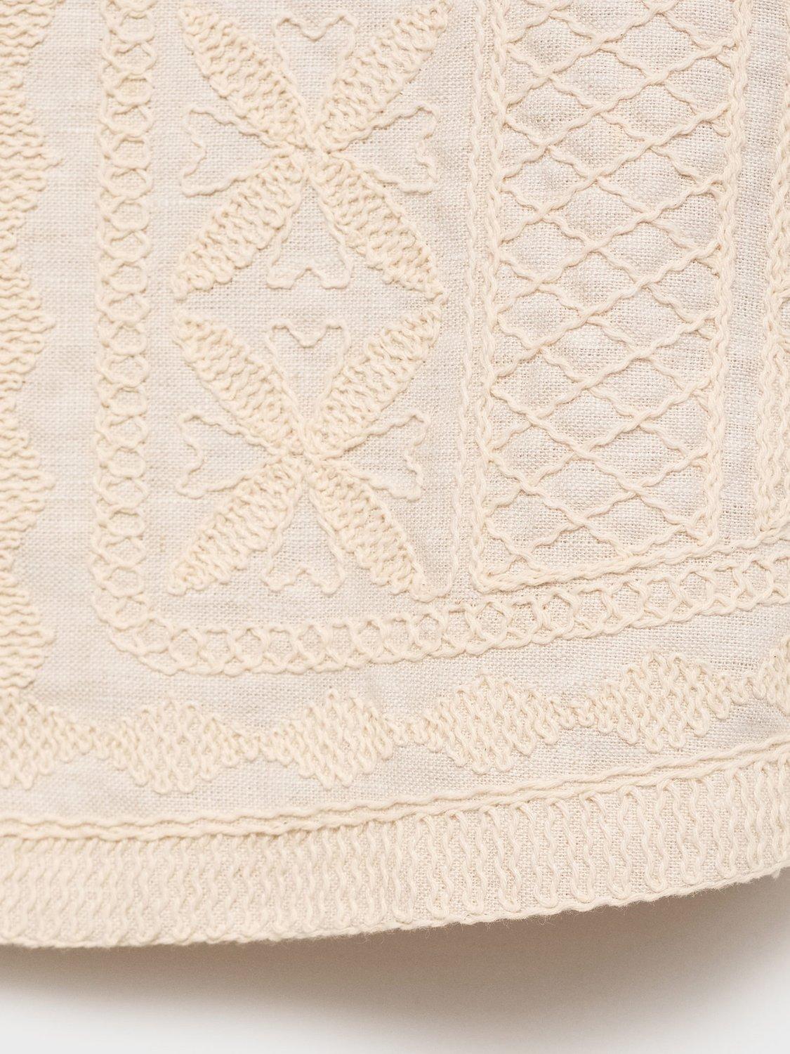 Product image 5 of 8, which shows Mango Linen Cotton Blend Broidery Waistcoat, Cream, L
