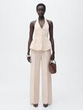 Mango Miso Pleat Halterneck Waistcoat, Light Pink