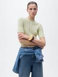 Mango Cotton Blend Knitted T-Shirt, Green