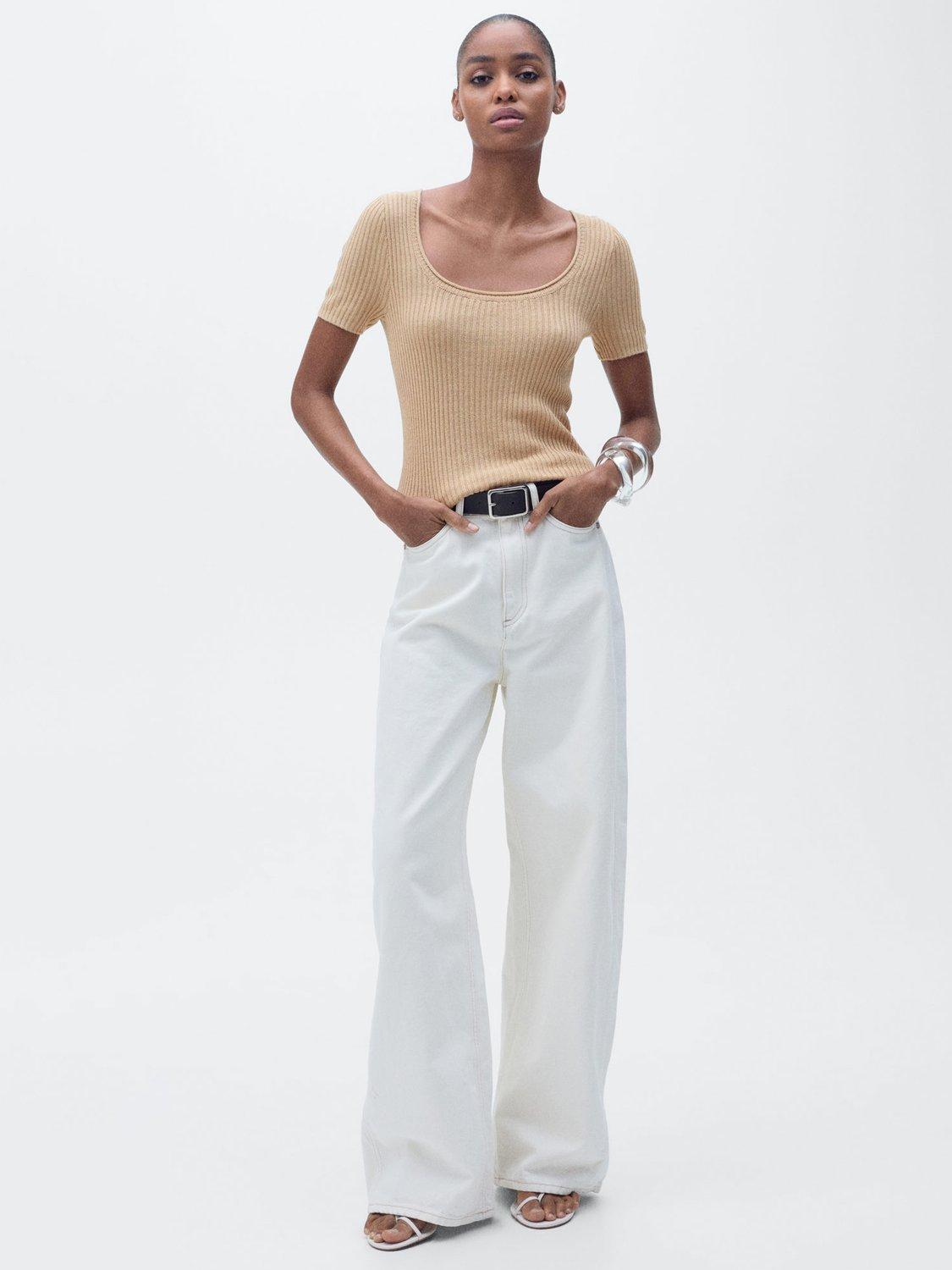 Product image 2 of 8, which shows Mango Scoop Neck Sweater, Medium Brown, XXS