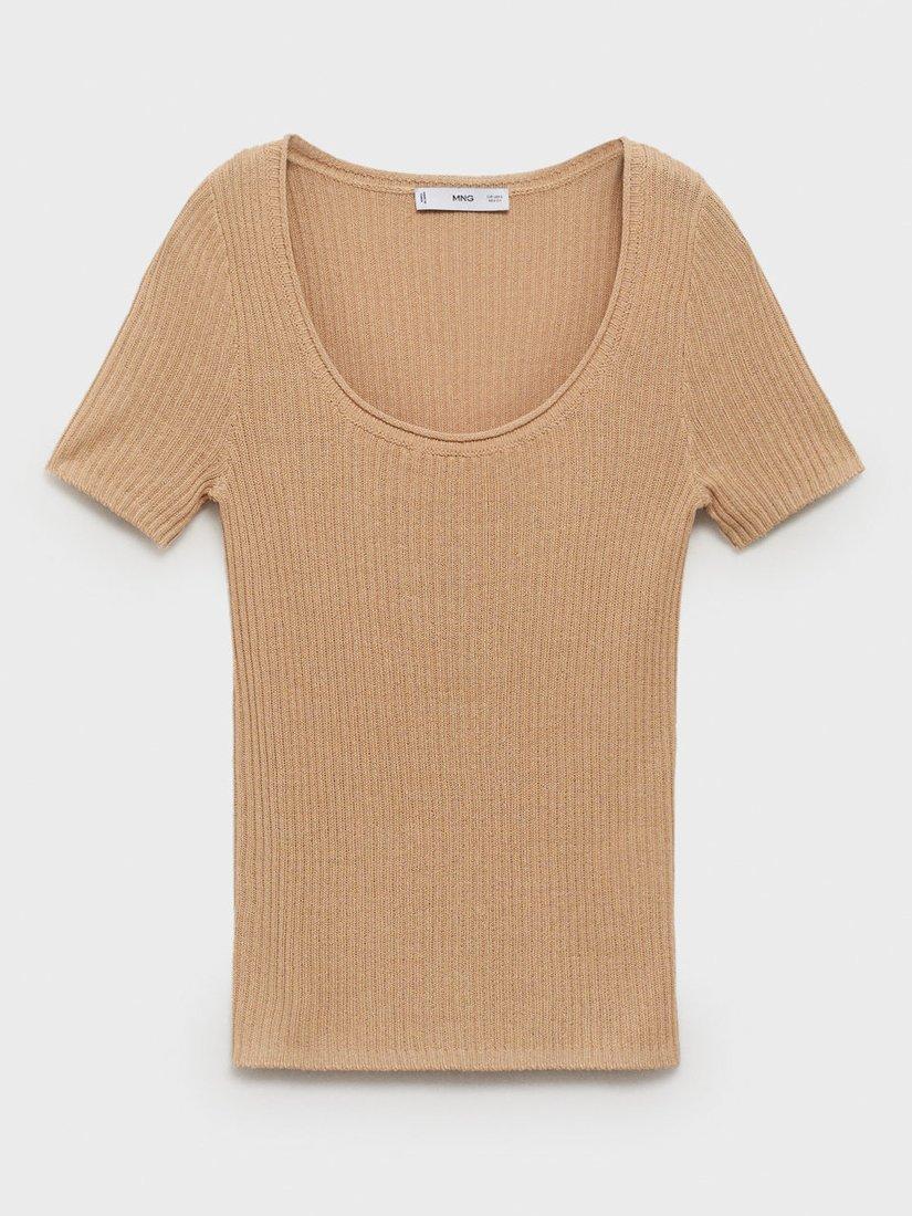 Product image 3 of 8, which shows Mango Scoop Neck Sweater, Medium Brown, XXS
