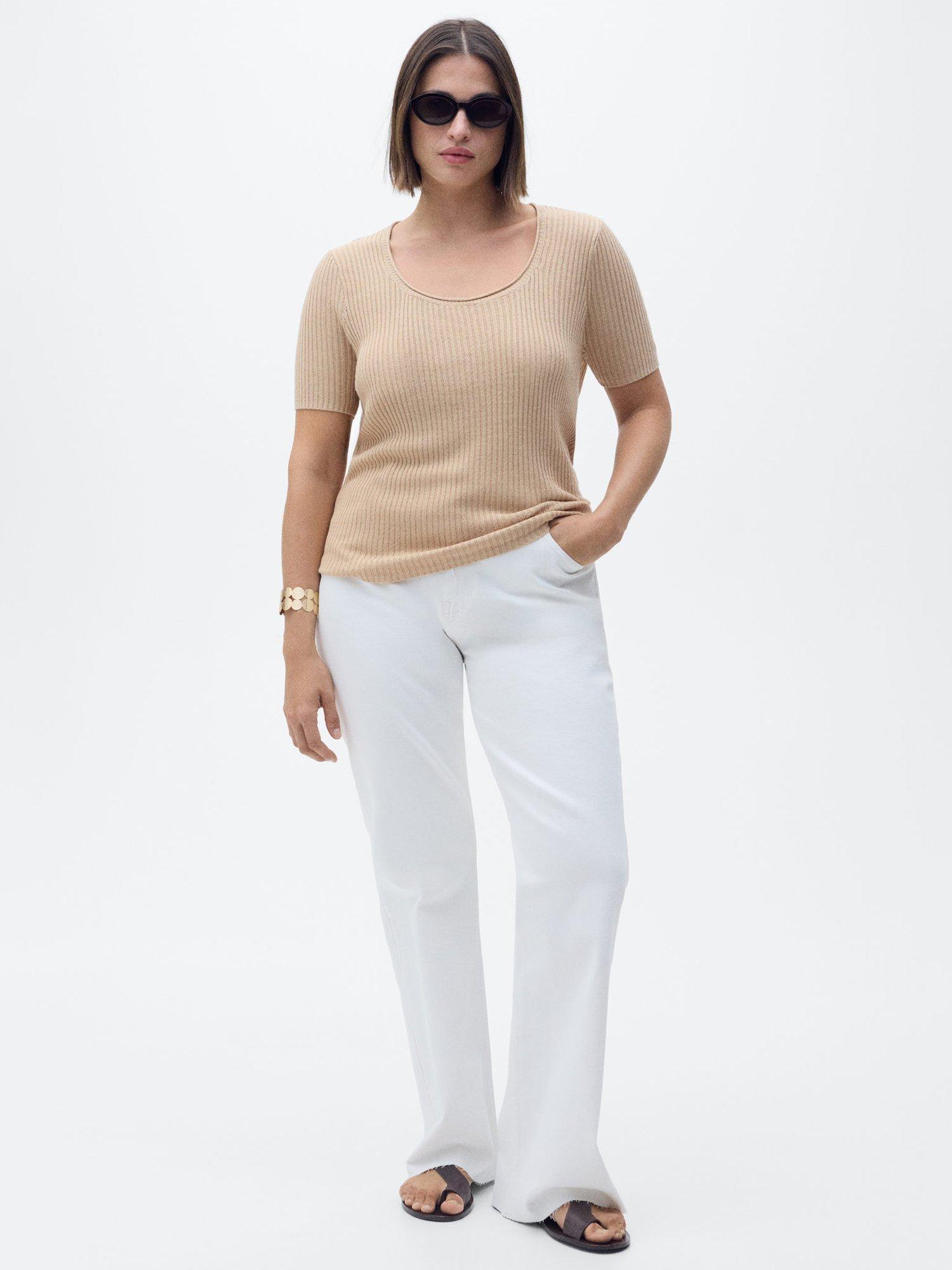 Product image 7 of 8, which shows Mango Scoop Neck Sweater, Medium Brown, XXS