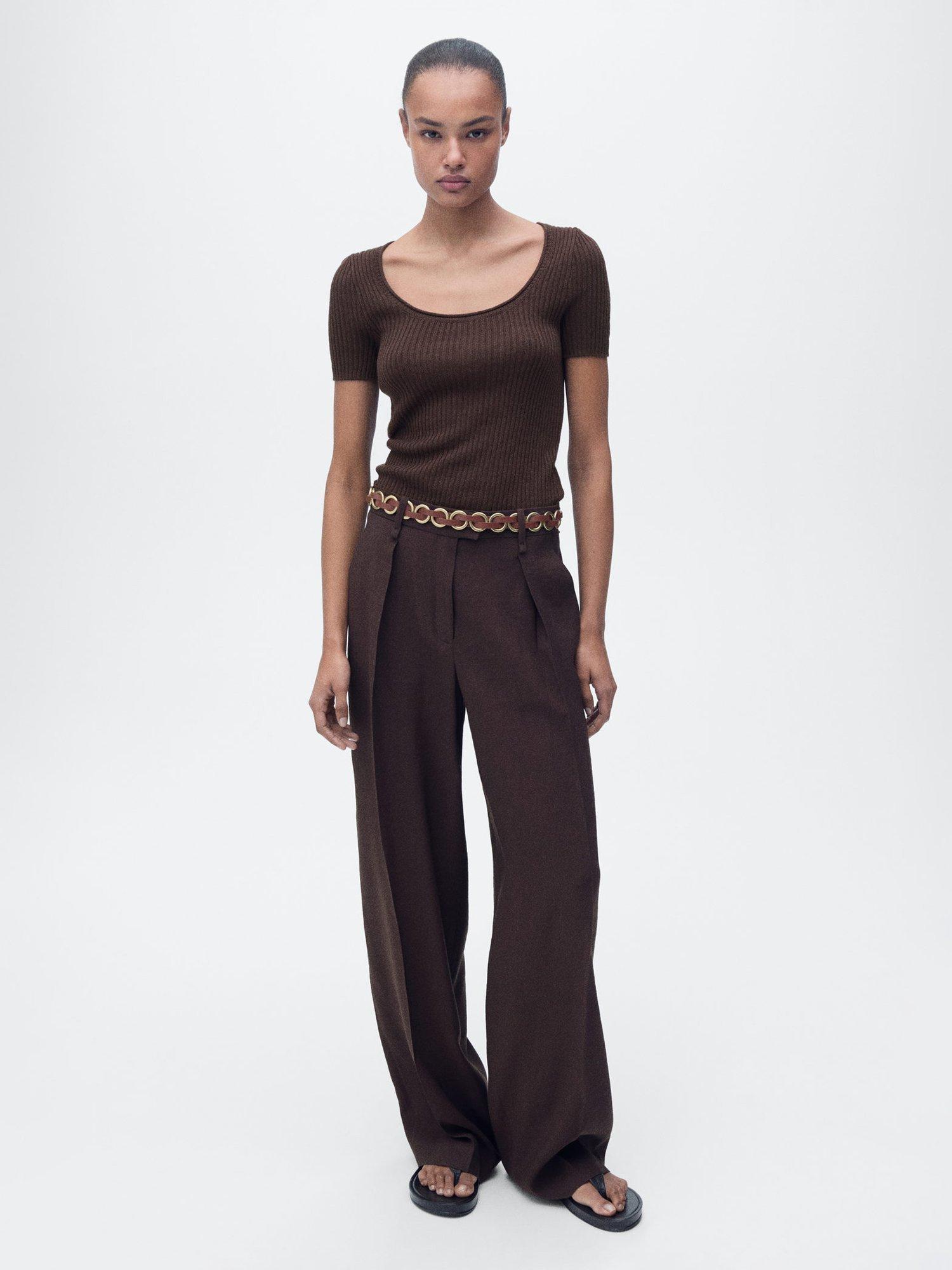 Product image 2 of 11, which shows Mango Scoop Neck Sweater, Dark Brown, M