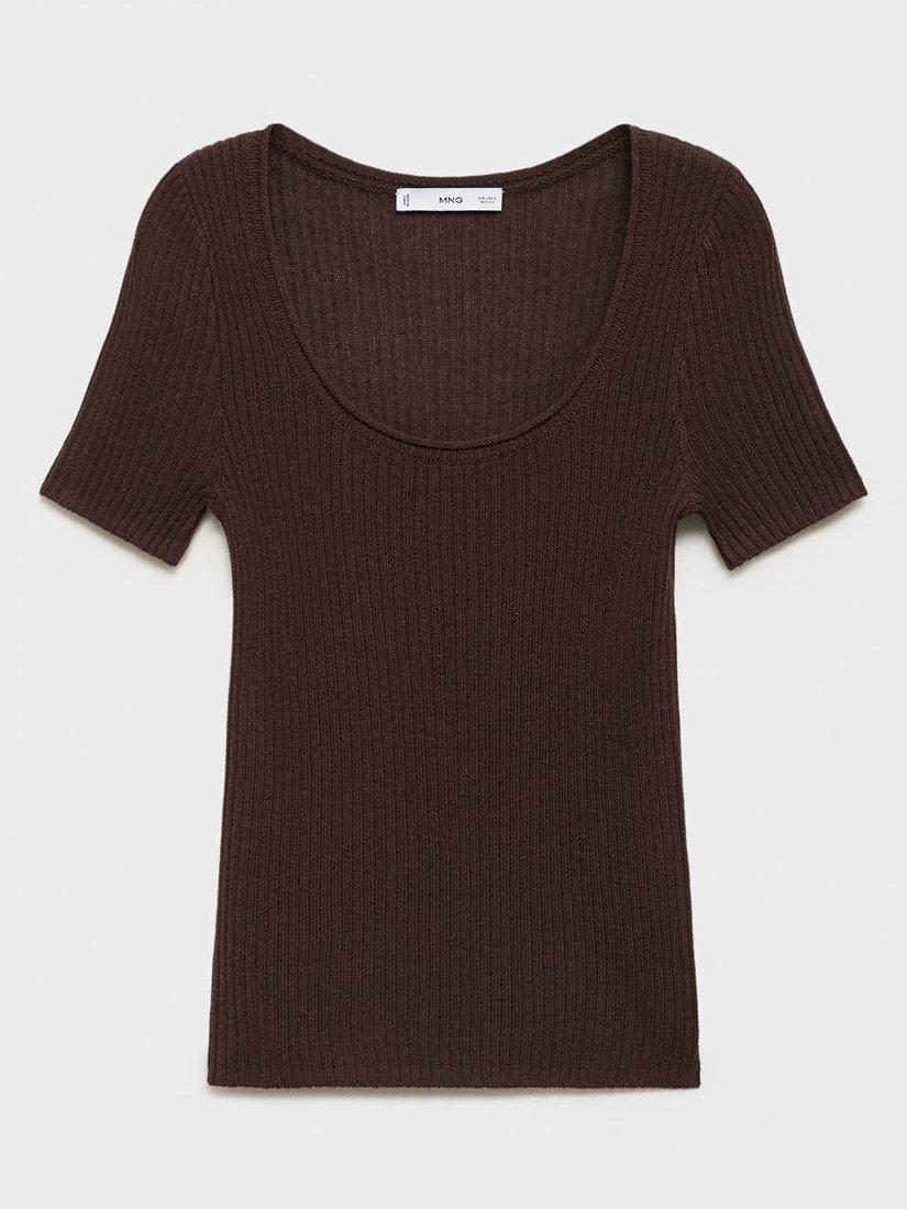 Product image 3 of 11, which shows Mango Scoop Neck Sweater, Dark Brown, M