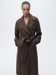 Mango Beirut Linen Coat, Brown