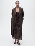 Mango Beirut Linen Coat, Brown