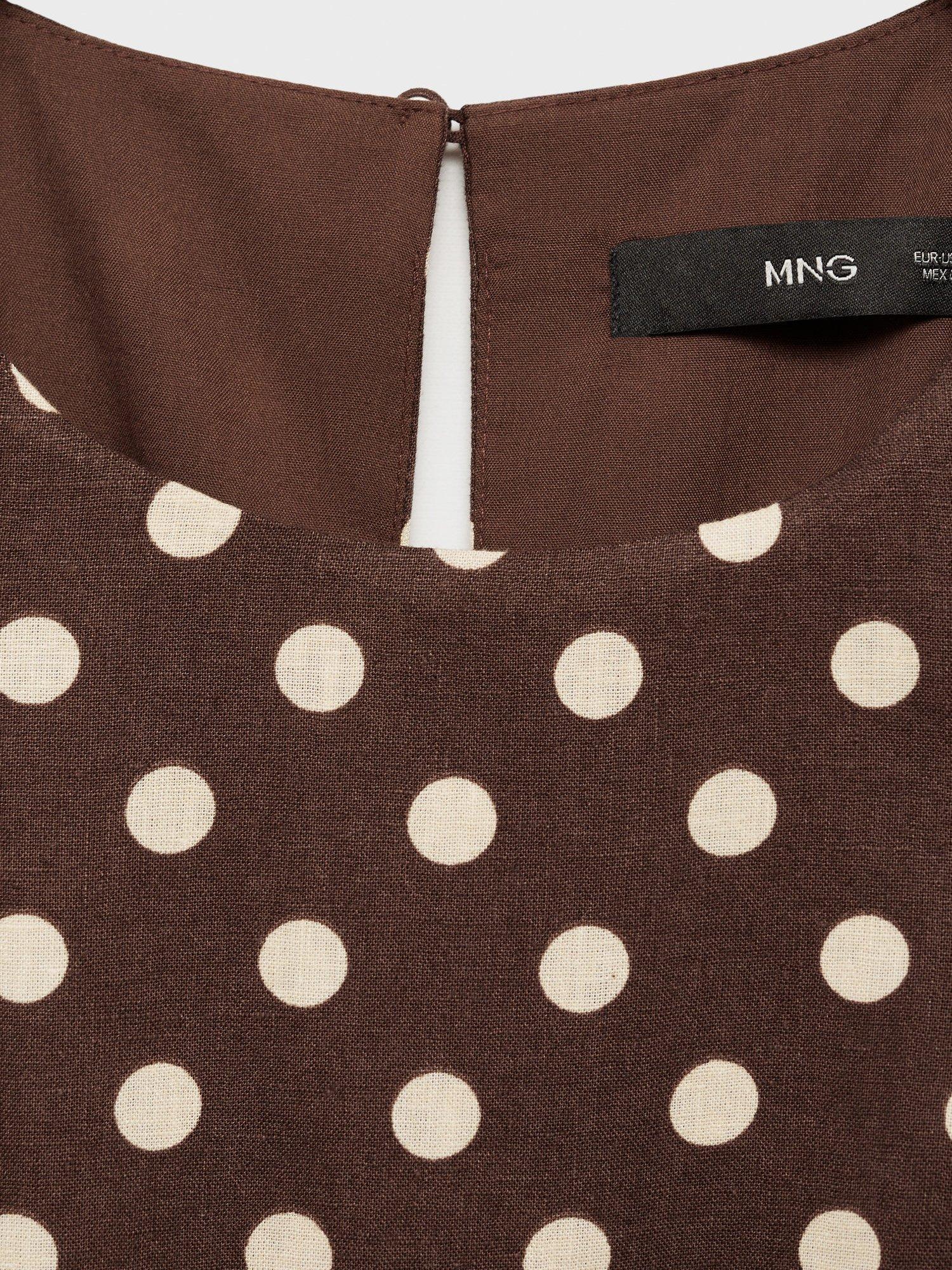 Product image 5 of 8, which shows Mango Romeo Linen Blend Spot Print Playsuit, Dark Brown, 28|30