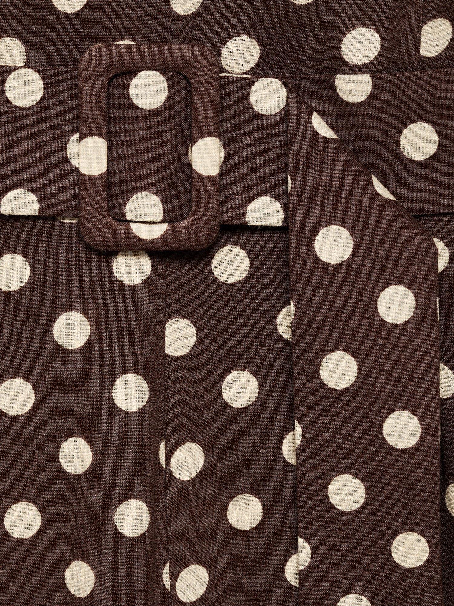 Product image 8 of 8, which shows Mango Romeo Linen Blend Spot Print Playsuit, Dark Brown, 28|30
