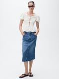 Mango Benita Short Sleeve Blouse, Light Beige