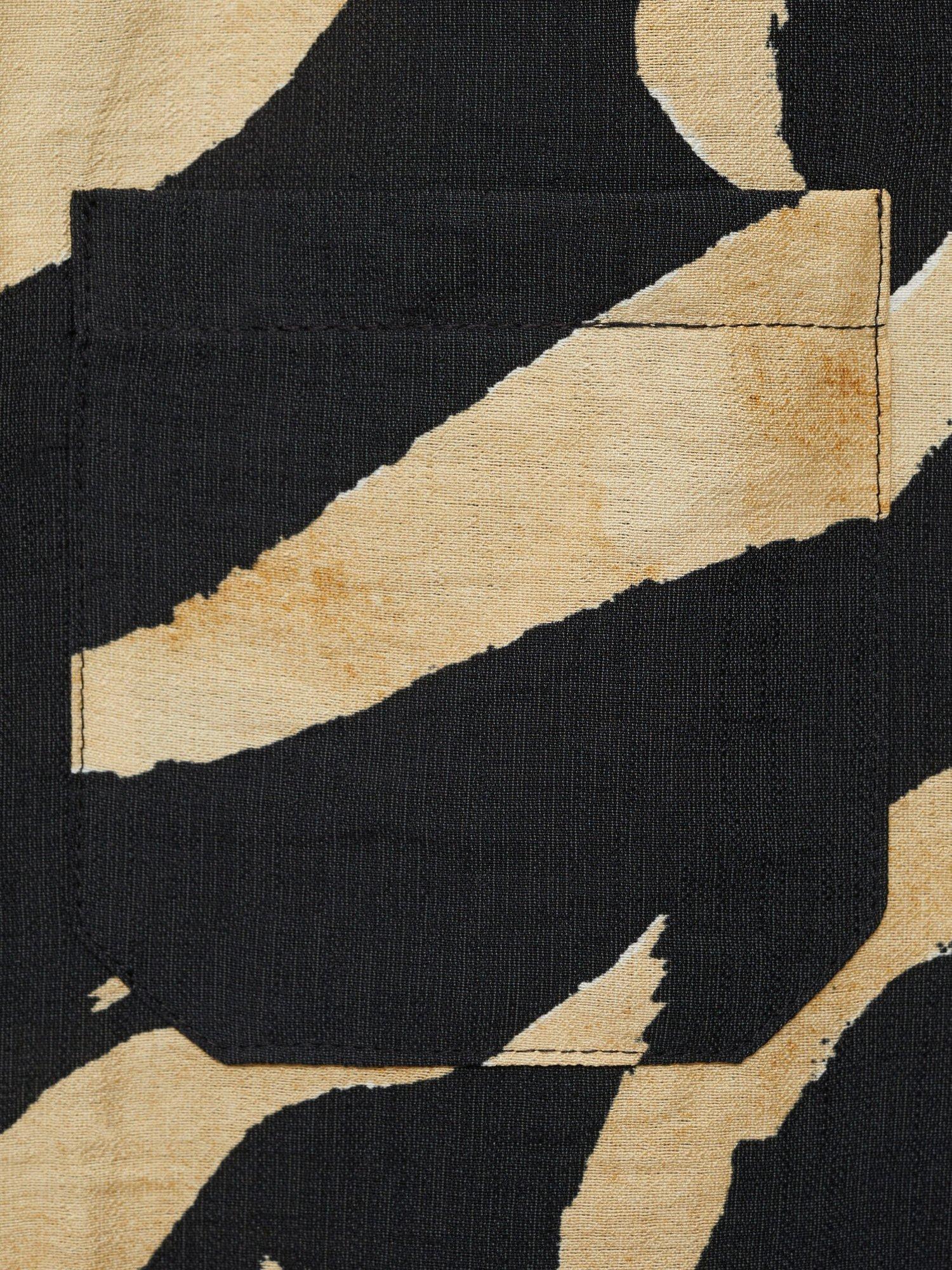 Product image 5 of 10, which shows Mango Plumas Abstract Short Sleeve Shirt, Black/Beige, 6