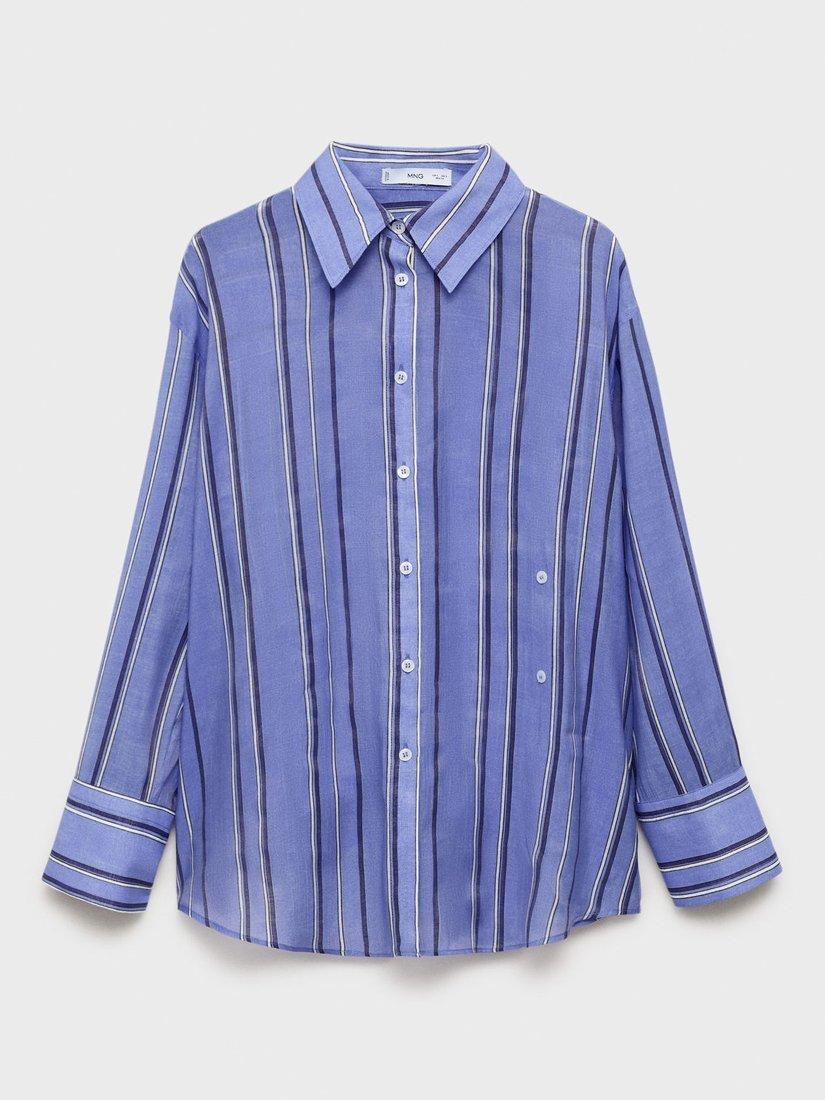 Product image 3 of 7, which shows Mango Inma Striped Multi-Position Closure Shirt, Medium Blue, 8