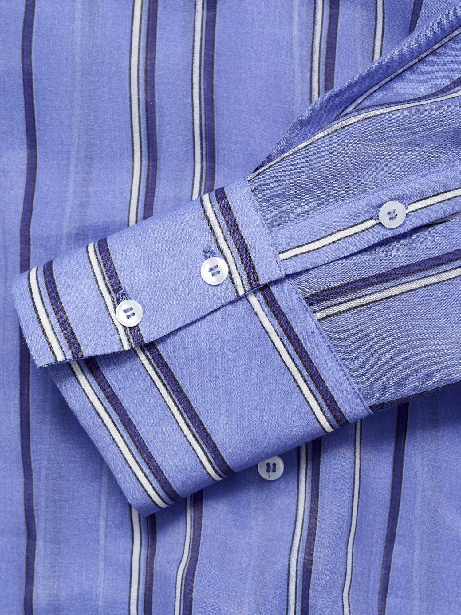Product image 5 of 7, which shows Mango Inma Striped Multi-Position Closure Shirt, Medium Blue, 8