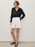 Mango Marina Pleated Cotton Denim Bermuda Shorts
