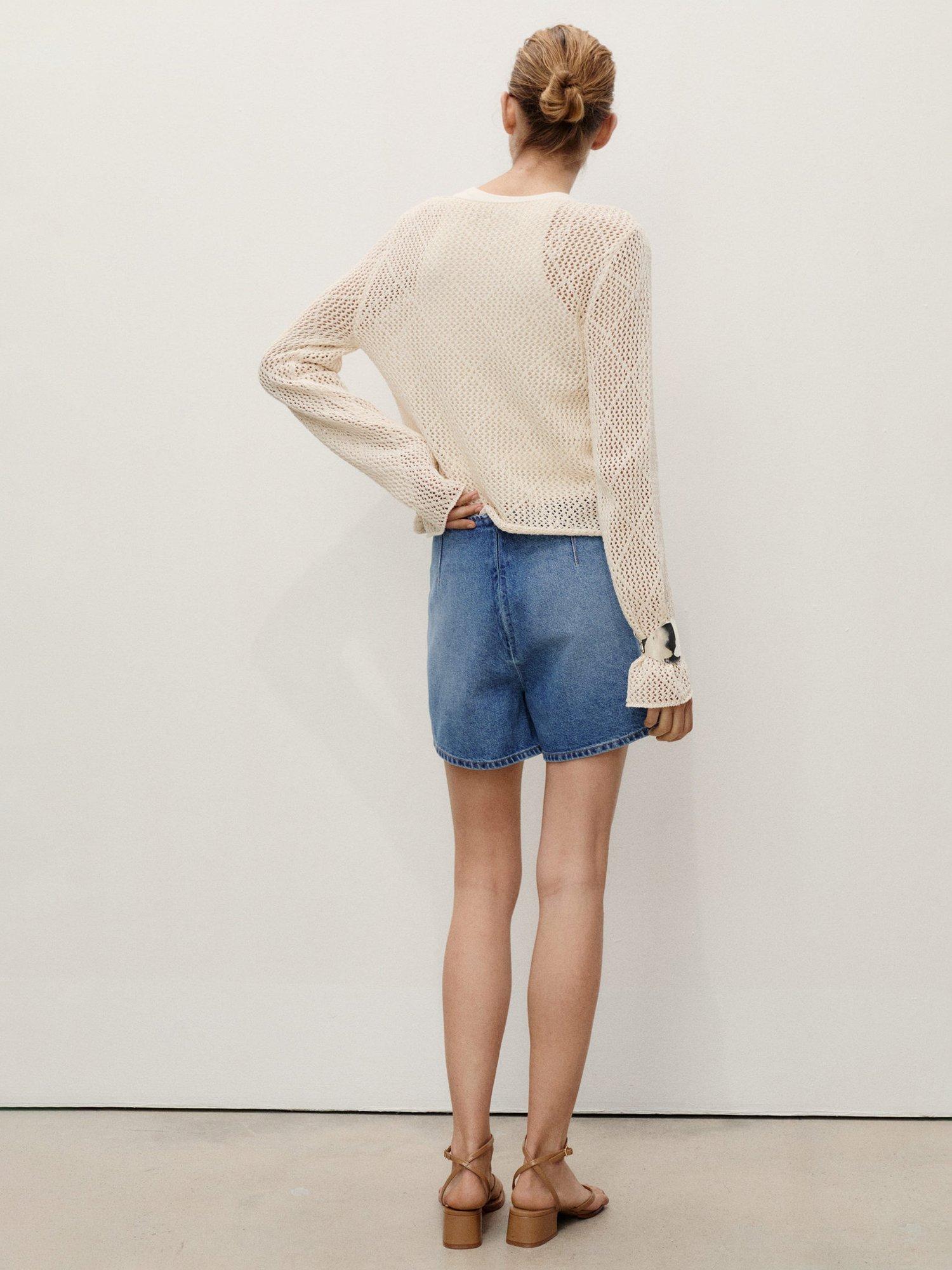 Product image 4 of 7, which shows Mango Wrapped Cotton Denim Skort, Mid Blue, L