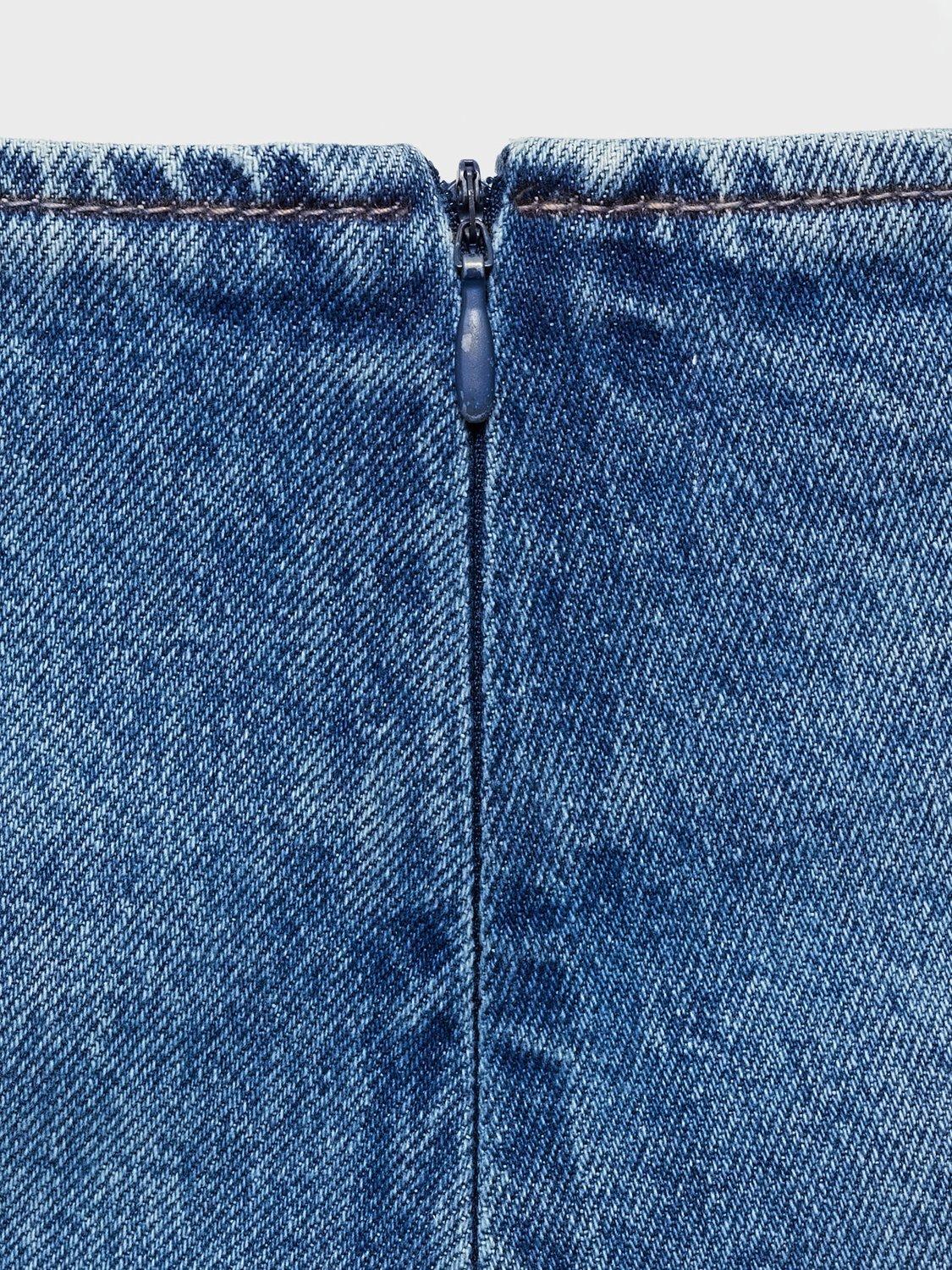 Product image 5 of 7, which shows Mango Wrapped Cotton Denim Skort, Mid Blue, L