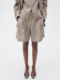 Mango Vivian Striped Wide Leg Lyocell Cotton Bermuda Shorts
