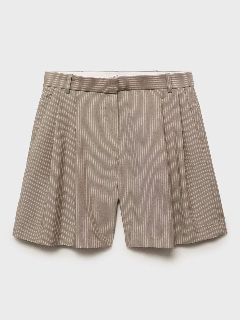 Product image 3 of 9, which shows Mango Vivian Striped Wide Leg Lyocell Cotton Bermuda Shorts, Medium Brown, 10