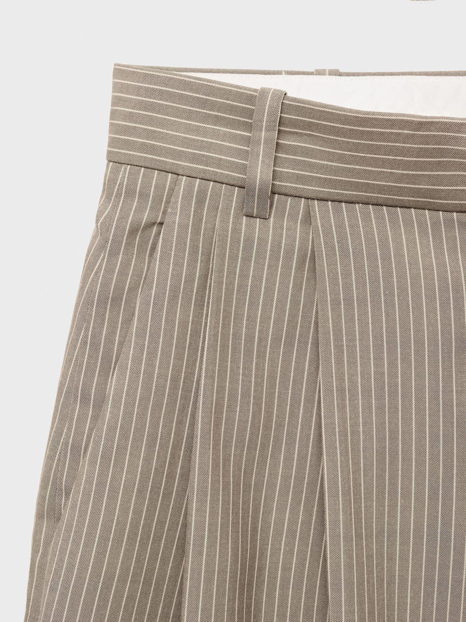 Product image 9 of 9, which shows Mango Vivian Striped Wide Leg Lyocell Cotton Bermuda Shorts, Medium Brown, 10