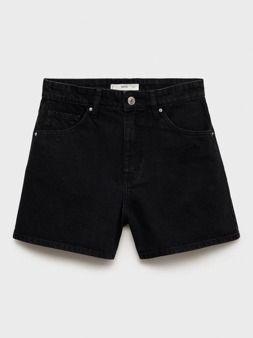 Product image 3 of 7, which shows Mango Zoey High-Rise Cotton Denim Shorts, Black, 10