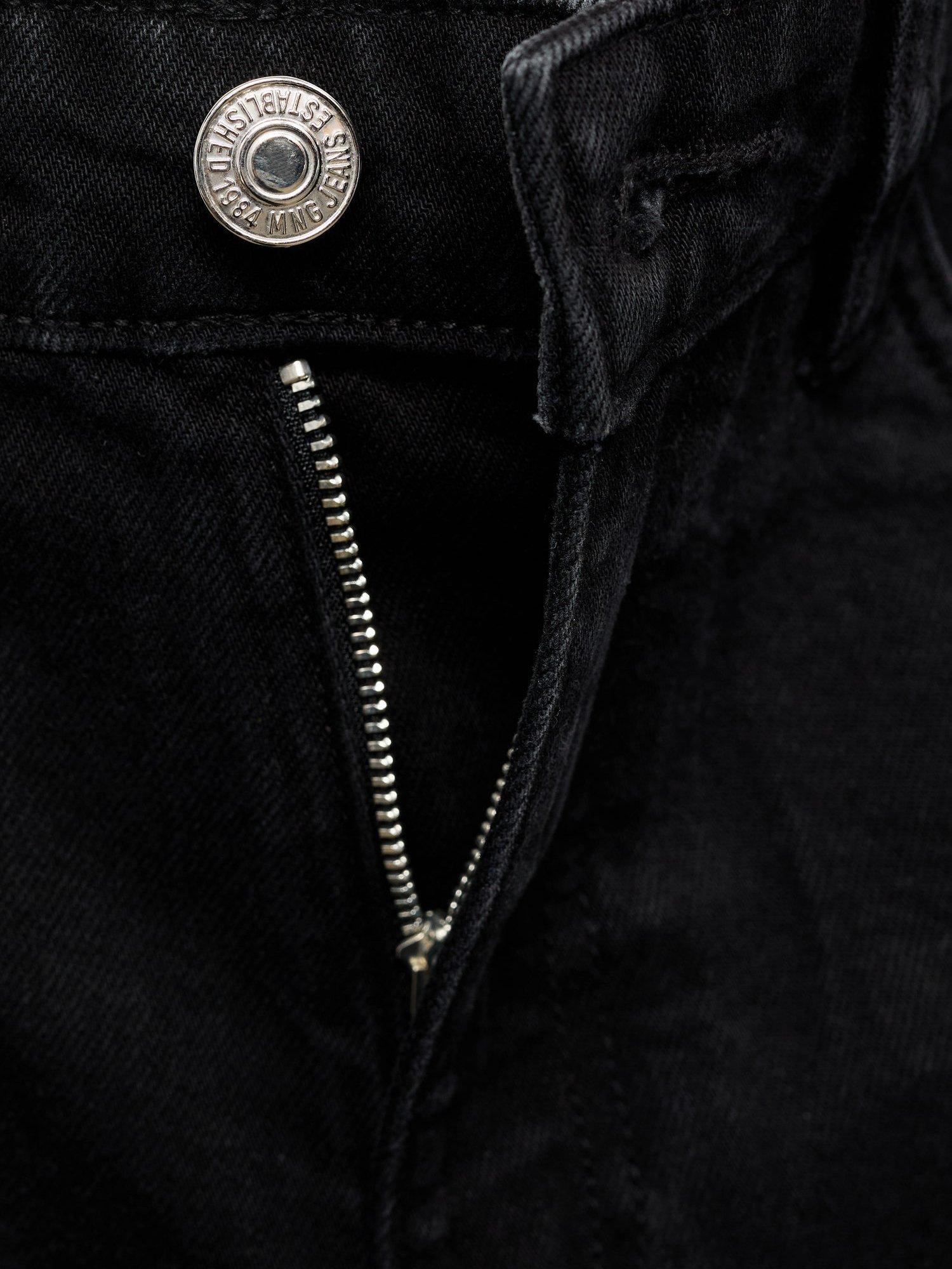 Product image 7 of 7, which shows Mango Zoey High-Rise Cotton Denim Shorts, Black, 10