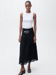 Mango Himalaya Gathered Mixed Blend Midi Skirt, Black