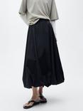 Mango Magic Cotton Flared Midi Skirt, Black